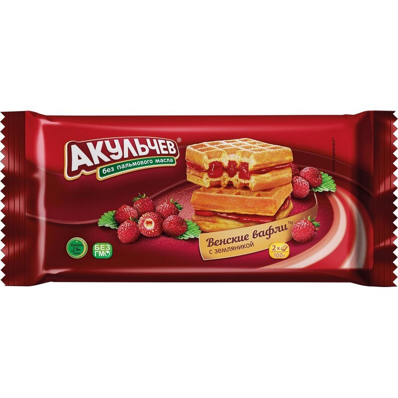 Вафли акульчев венские малина 100г