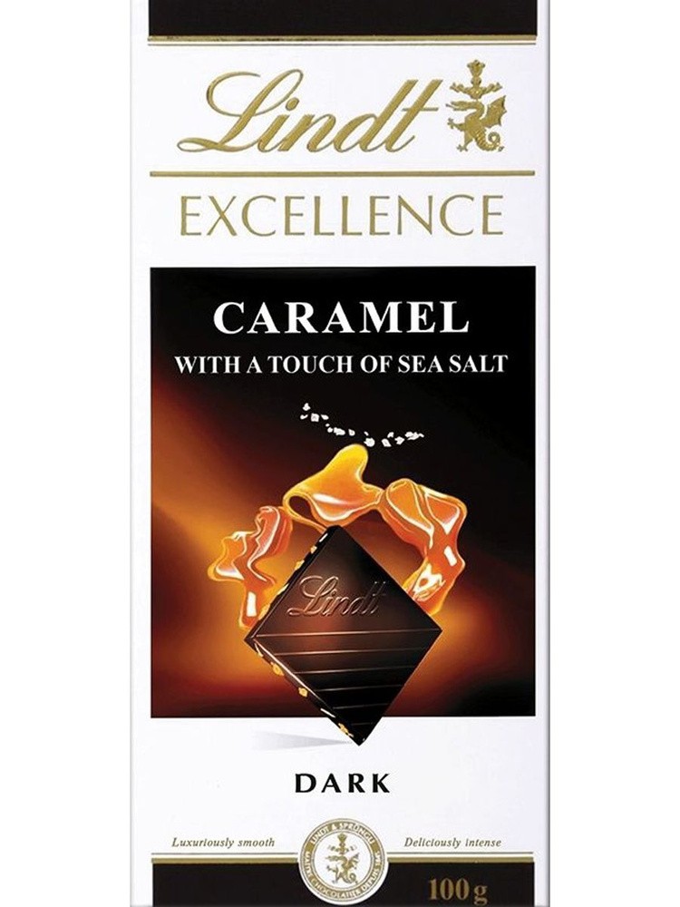 Шоколад lindt с морской солью и карамелью 100г