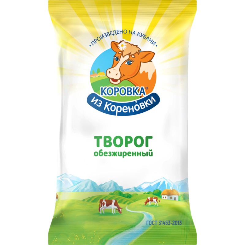 Творог коровка из кореновки 0% флоупак 180г