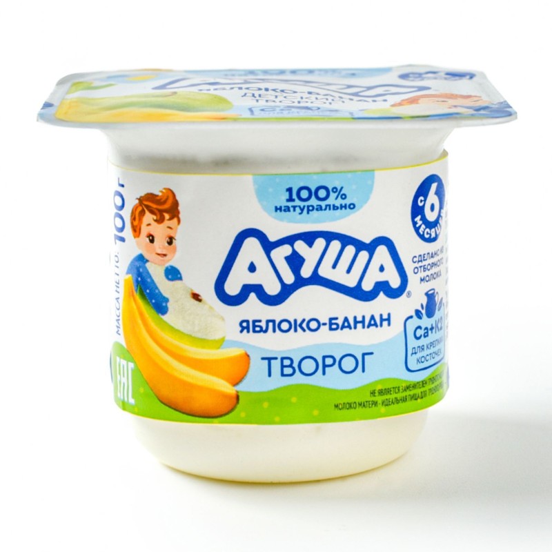 Творожок агуша 3,9% 100г яблоко-банан