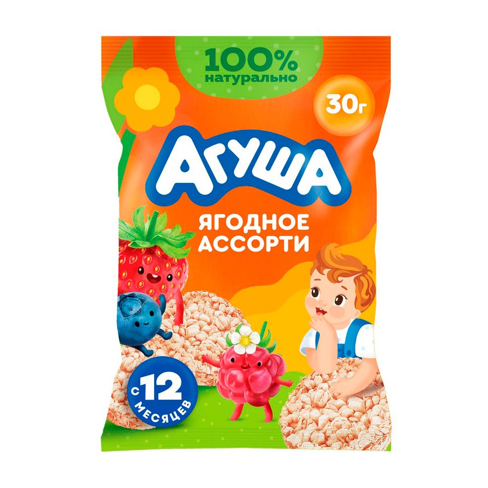 Хлебцы Агуша Рисовые ягодное ассорти 0,2% 30г