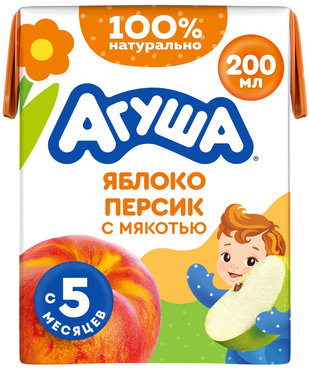 Сок агуша яблоко-персик с мякотью 0,2л