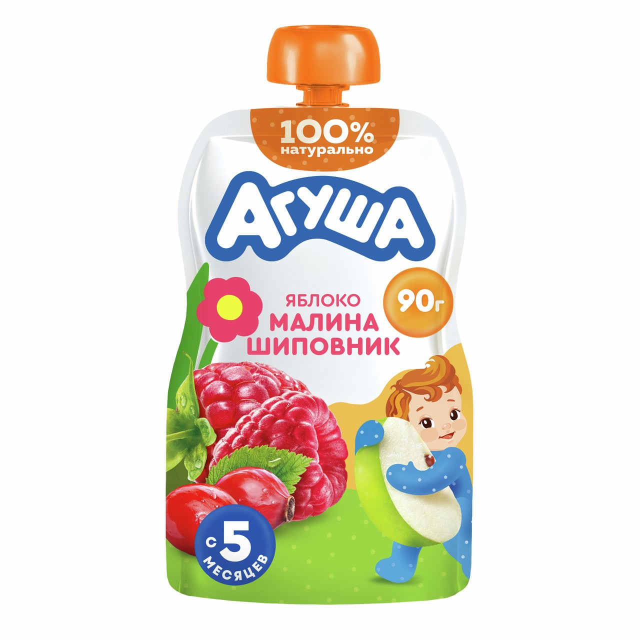 Пюре агуша яблоко/малина/шиповник 90г