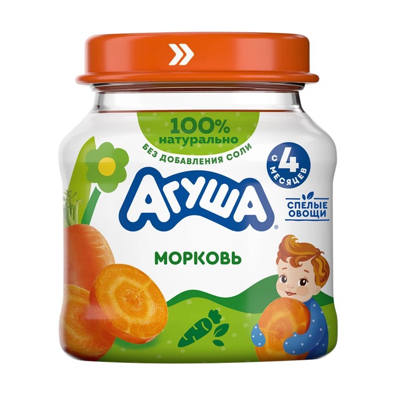 Пюре овощное агуша 80 г морковь ассорти с/б