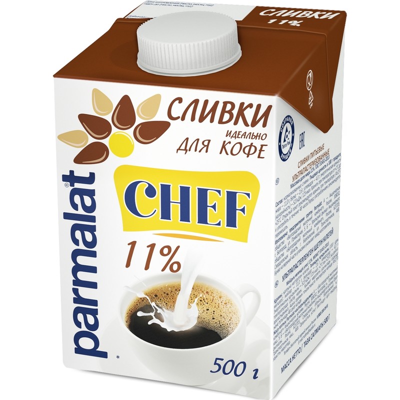 Сливки ультрапаст пармалат 11% 500мл